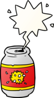 cartoon can of soda and speech bubble in smooth gradient style png