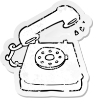distressed sticker of a cartoon ringing telephone png