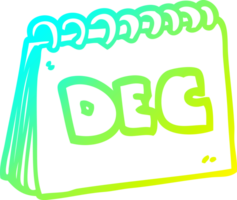 cold gradient line drawing cartoon calendar showing month of december png