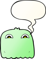 cartoon ghost and speech bubble in smooth gradient style png