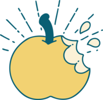 traditional tattoo style bitten apple png