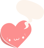 cartoon love heart and face and speech bubble in retro style png