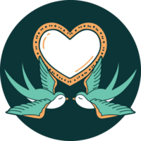 tattoo style icon of a swallows and a heart png