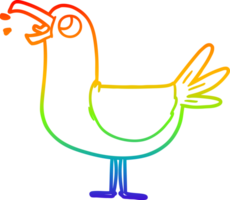 rainbow gradient line drawing cartoon seagull png