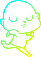 cold gradient line drawing cartoon bald man png