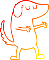 dibujo de línea de gradiente cálido perro feliz de dibujos animados png