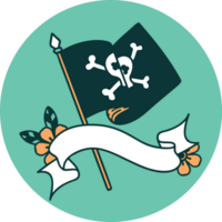 icon with banner of a pirate flag png