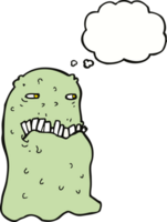 cartoon gross ghost with thought bubble png