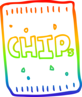 pacote de desenhos animados de desenho de linha de gradiente de arco-íris de chips png