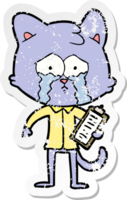 distressed sticker of a cartoon cat png