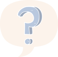 cartoon question mark and speech bubble in retro style png