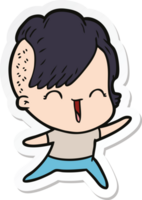 sticker of a cartoon happy hipster girl png