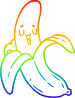 rainbow gradient line drawing cartoon banana png