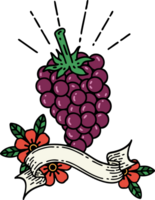 banner com estilo tatuagem cacho de uvas png