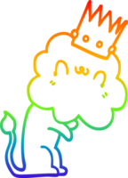 Regenbogen-Gradientenlinie Zeichnung Cartoon-Löwe mit Krone png