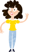 cartoon besorgte frau winkt png