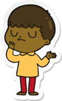 pegatina de un niño gruñón de dibujos animados png