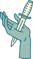 tattoo style icon of a dagger in the hand png