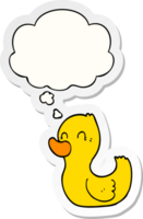 canard de dessin animé et bulle de pensée comme autocollant imprimé png