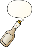 cartoon beer bottle and speech bubble in smooth gradient style png