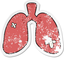 verontruste sticker van een cartoon gerepareerde longen png