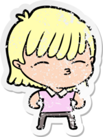 distressed sticker of a cartoon woman png