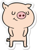 sticker of a happy cartoon pig png