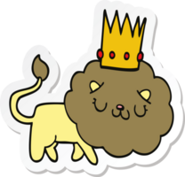 autocollant d'un lion de dessin animé avec couronne png
