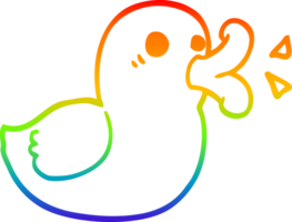 rainbow gradient line drawing cartoon happy duck png