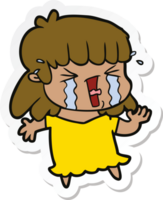 sticker of a cartoon woman in tears png