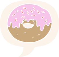 donut de dibujos animados y bocadillo de diálogo en estilo retro png