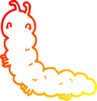 ligne de gradient chaud dessinant une chenille de dessin animé png