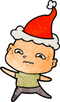 caricatura texturizada de un hombre nervioso con sombrero de santa png