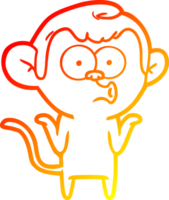 warm gradient line drawing cartoon confused monkey png