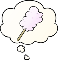 cartoon candy floss and thought bubble in smooth gradient style png