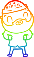 rainbow gradient line drawing cartoon bearded man png