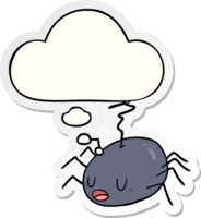 cartoon spider and thought bubble as a printed sticker png