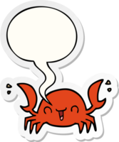 autocollant de crabe de dessin animé et bulle de dialogue png