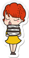 sticker of a cartoon woman with eyes shut png