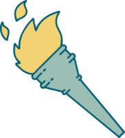 icono de estilo tatuaje de una antorcha encendida png