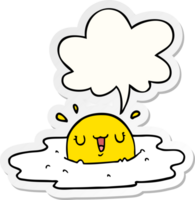 cartoon fried egg and speech bubble sticker png