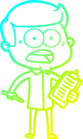 cold gradient line drawing cartoon shocked man png