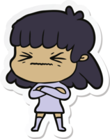 sticker of a cartoon stressed out woman png