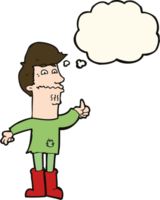 cartoon nervous man with thought bubble png