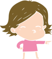 flat color style cartoon woman pointing png