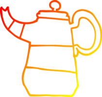 warm gradient line drawing cartoon coffee pot png