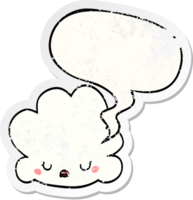 schattige cartoon wolk en tekstballon noodlijdende sticker png