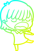 cold gradient line drawing cartoon woman talking loudly png