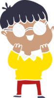 platt färg stil tecknad pojke bär glasögon png