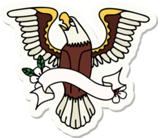 tattoo sticker with banner of an american eagle png